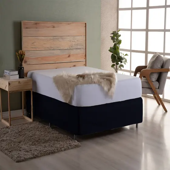 Saia Box Matelada com Elástico Queen Preto