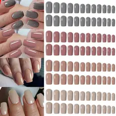 96 Peças De Unhas Postiças Quadrado Cor Pura Nials Falsos Prensa Francesa Destacável
