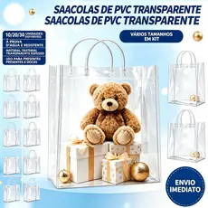 Kit 5/10/20 Units Reuse Pvc Plastic Gift Bags for Weddings, Festivals and Parties Vários tamanhos