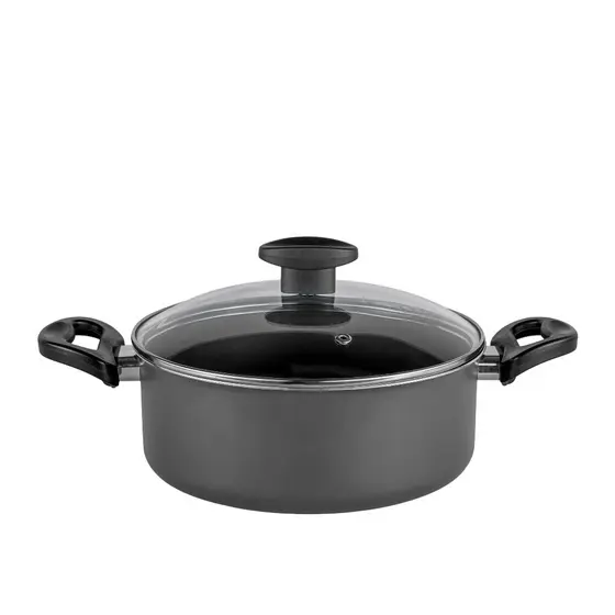 Panela Antiaderente 24 cm Caçarola Avulsa Teflon Com Tampa De Vidro