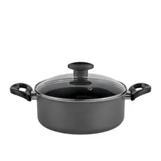Panela Antiaderente 24 cm Caçarola Avulsa Teflon Com Tampa De Vidro