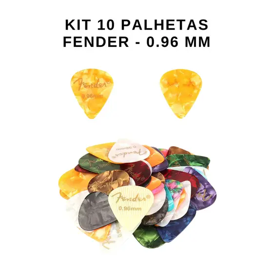 Kit 10 Palhetas Fender 0,96mm Violão Guitarra Baixo Ukulele	Cavaco