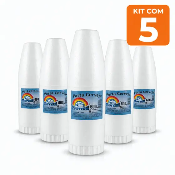 Kit 5 Porta Garrafa Térmico 600ml Isopor Camisinha Cerveja Cooler Churrasco