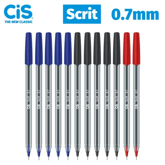 Kit Caneta Cis Scrit Ponta Agulha 0.7mm - Corpo Transparente ENEM