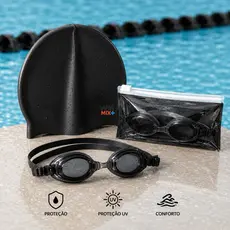 Kit de Natação Óculos e Touca Infantil e Adulto ajustável piscina