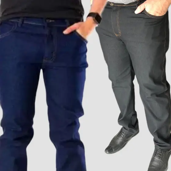Kit 2 Calças Jeans Masculina Para Trabalho Reforçada Com Elastano Premium