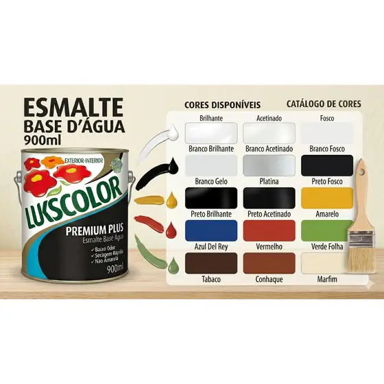 Esmalte Base Água Premium Plus 900ml - Lukscolor