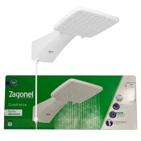 Chuveiro Ducha Quadratta Eletrônica Branco Zagonel Com Garantia De Fábrica