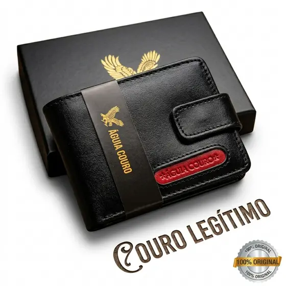 Carteira Masculina Couro 100% Legitimo Fecho Porta Moedas Cnh Documentos Homem Preto Premium Macio Promoção