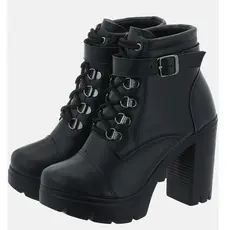 Coturno Feminino Bota Plataforma Detalhe em Fivela