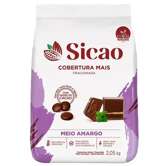 Cobertura Mais Meio Amargo Gotas 2,05kg Sicao