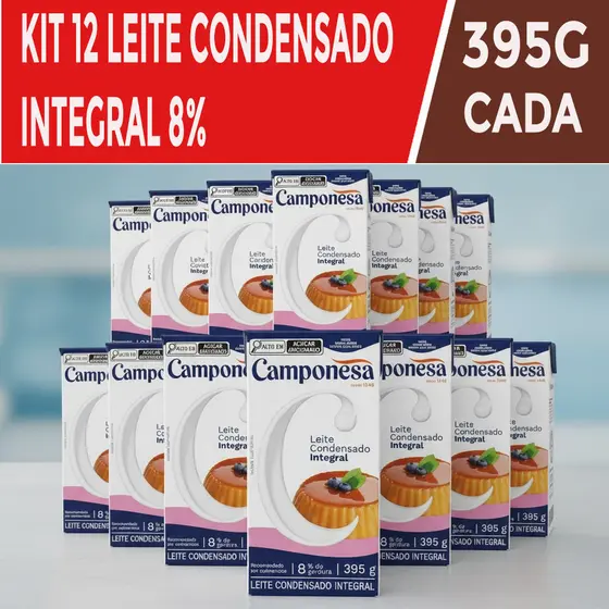 Kit 12 Leite Condensado Integral 8% Gordura 395g Camponesa