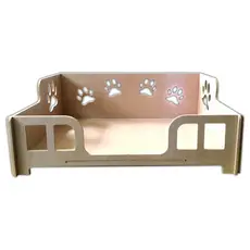 Cama Caminha Sofá Casa Para Pet, Cachorro, Gato, Em Mdf Crú P