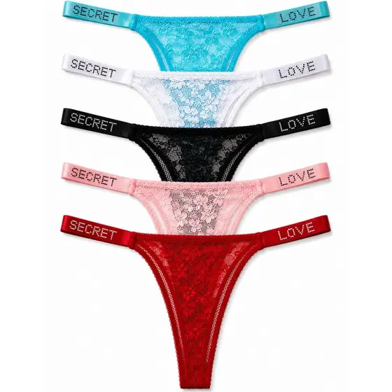 Kit Calcinhas Love Cores Variadas com Strass Renda Sensual Confortável