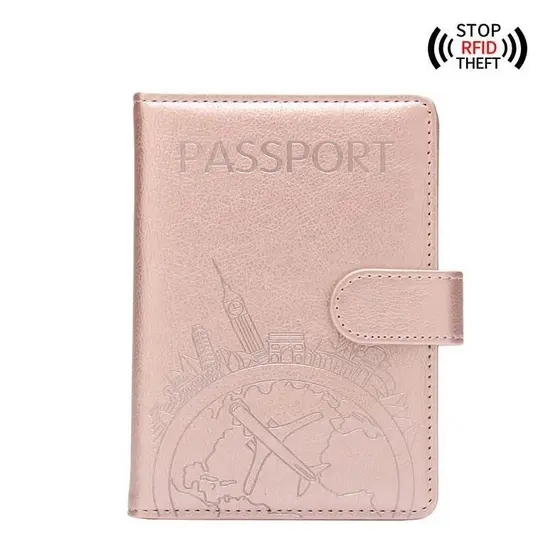 Carteira Porta Passaporte Documentos Cartão Viagem Rfid Rosa