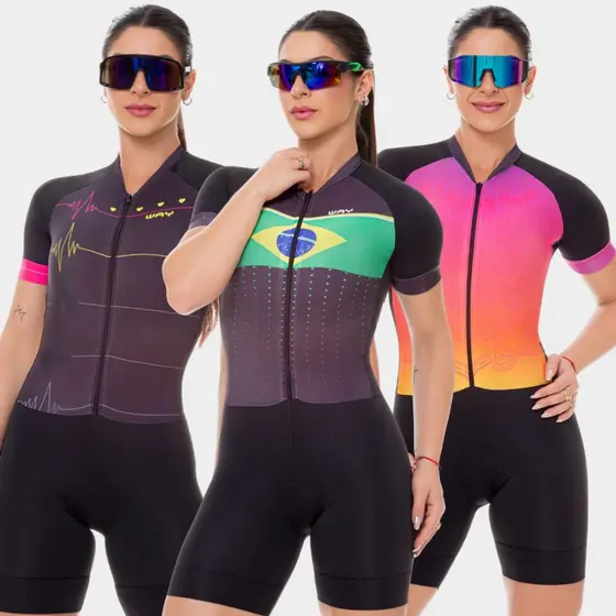 Macaquinho de Ciclismo Feminino Macacão Acolchoado Forro Espuma Roupa Confortável Bike Pedal Mtb