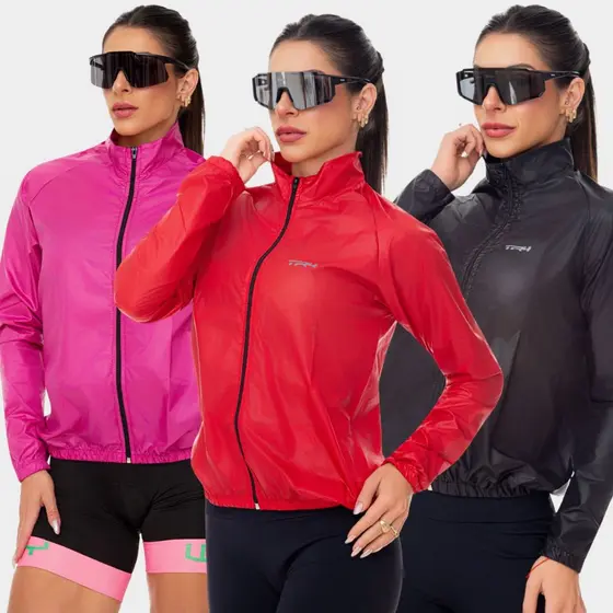 Jaqueta Corta Vento Feminina Ciclista Impermeável à Prova d'água Branco Preto Cinza Uv50 Mtb