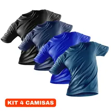 Kit 4 Camisas Masculina Proteção UV 50+ Camiseta Manga Curta Academia Blusa Térmica Fitness