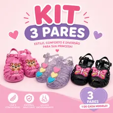 Kit 3 Sandalias infantil Menina fivela delicado confortavel oferta