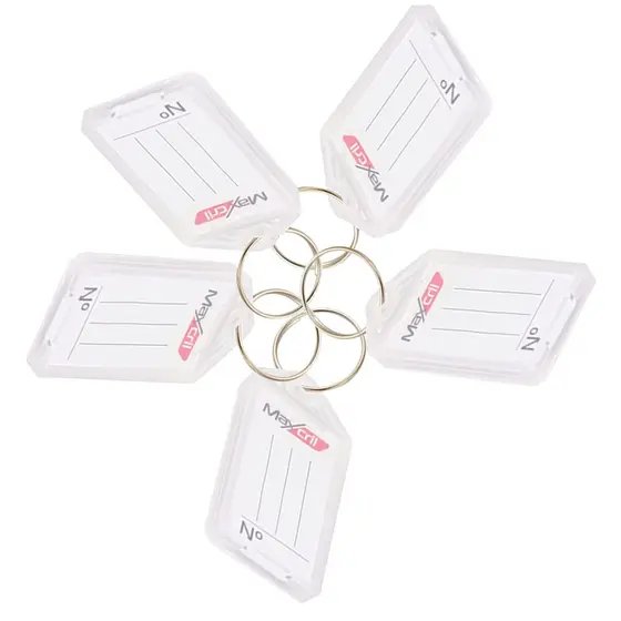 Kit 5 Chaveiro de Plástico Branco com Abertura e Etiqueta Pautada para Identificação