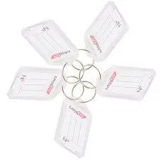 Kit 5 Chaveiro de Plástico Branco com Abertura e Etiqueta Pautada para Identificação