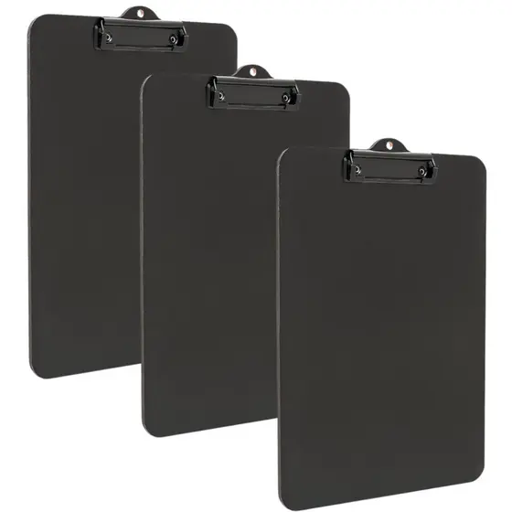 kit 3 Prancheta Ofício 23x33,5cm Black de Madeira com Prendedor Metálico