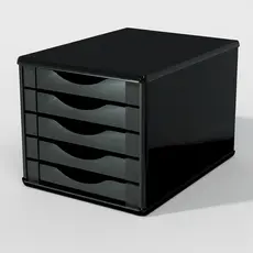 Caixa Arquivo Gaveteiro de Mesa 5 Gavetas Madeira MDF Preto Black Piano