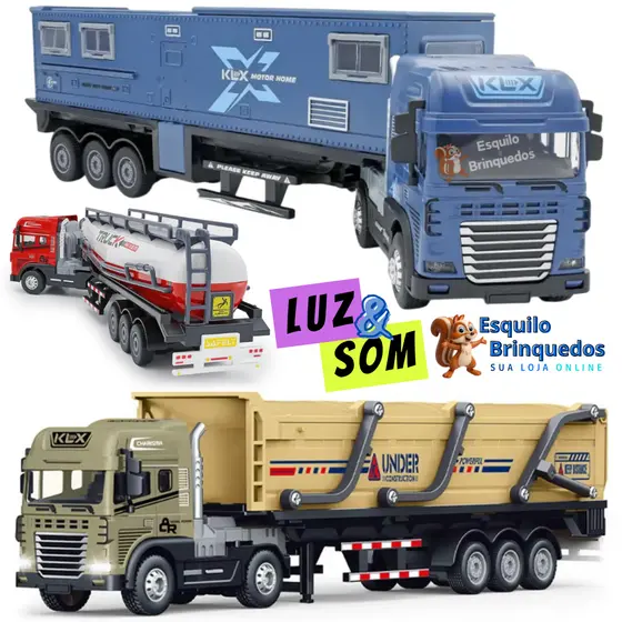 Miniatura Caminhão Carreta Luz E Som Graneleiro Motorhome Trailer Tanque 1:50