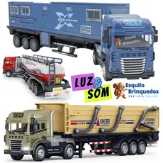 Miniatura Caminhão Carreta Luz E Som Graneleiro Motorhome Trailer Tanque 1:50
