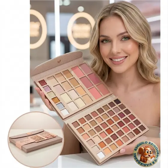 Make Estojo de Maquiagem Multifuncional Sarah's Beauty Paleta 72 Itens Sombra Blush Contorno Iluminador Sarahs Beauty