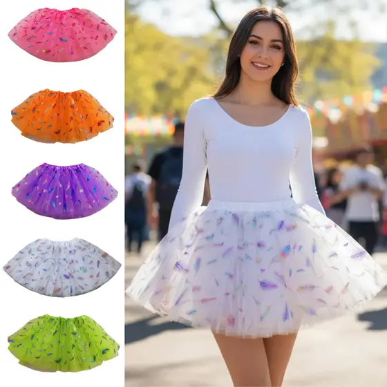 Saia Tule Carnaval Festa Tutu Adulto E Infantil Varias Cores