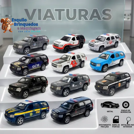 Miniatura Carro de Polícia Viatura Rota Polícia Militar SP BOPE RJ PMERJ POLÍCIA FEDERAL POLÍCIA RODOVIÁRIA FEDERAL PF