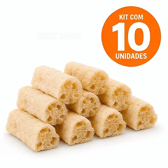 Kit com 10 Bucha Vegetal Esponja de Banho Natural Esfoliante Corporal