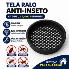 Tela Ralo Anti Inseto 10cm 100mm Vedação Banheiro Cozinha Universal Fácil Instalação