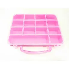 Maleta Plastica Organizadora 14 Divisórias - Rosa