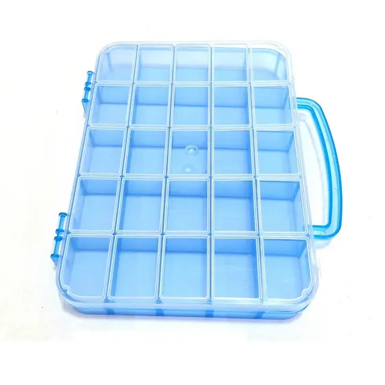 Maleta Plastica Organizadora Joy 25 Divisórias - Azul Transparente