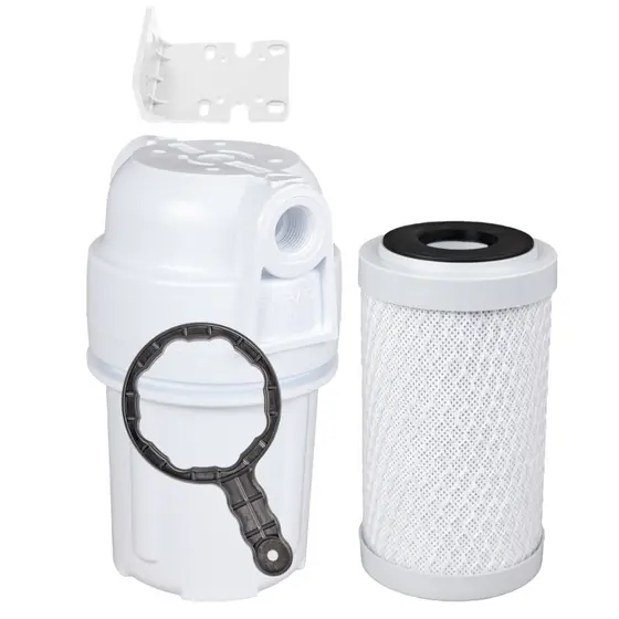 Filtro De Água Branco Bebedouro Chuveiro Pou 125 Carbon Block Carvão Ativado Completo
