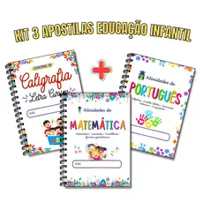 Combo atividades de Alfabetização Infantil COMPLETO. 3 Apostilas: Caligrafia, Português e Matemática