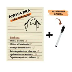 Lousa de Geladeira Magnética Divertida Recados - mini Planner Semanal Bloco de Anotação imã + Caneta