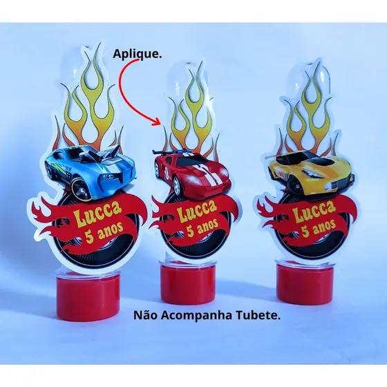 Aplique 3d Hot Wheels para Tubete 13cm  - NÃO ACOMPANHA TUBETE