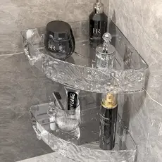 Suporte De Shampoo Prateleiras De Banheiro Sem Furo Acrilico Linhado Armazenamento