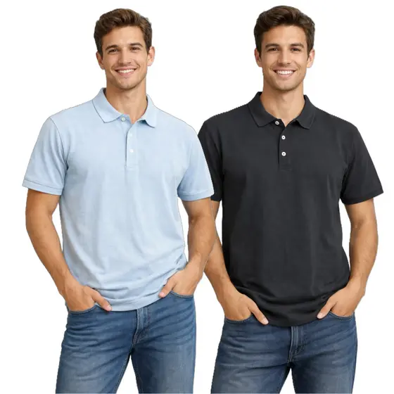KIT 2 Ou 1 Camisa Gola Polo Slim Piquet Masculina Algodão Premium