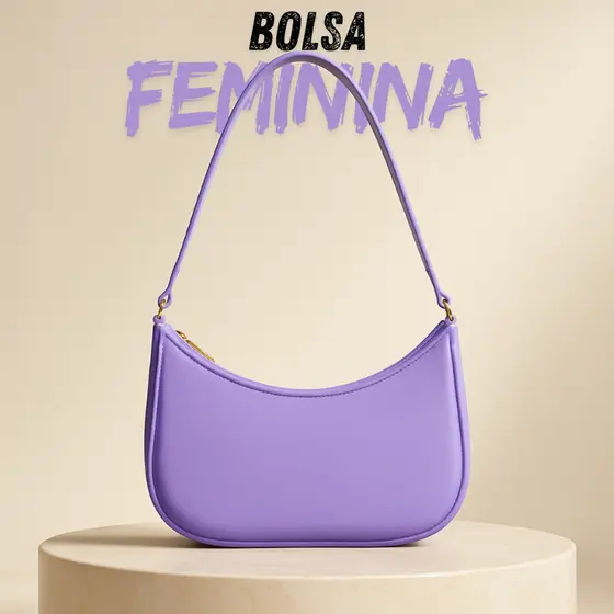 Bolsa Meia Lua Feminina Baguete Pequena Com Alça De Ombro Elegante