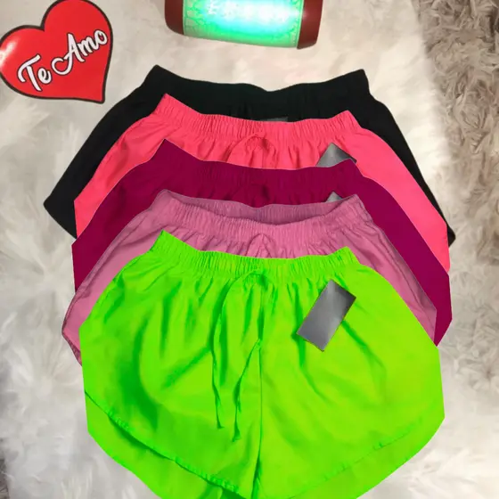 KIT 5 Short  Tactel Feminino Casual Saida De Praia Corrida Boxer Shorts Academia Shortinho  Caminhada P Ao EXG