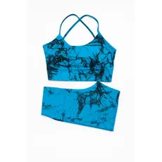 Conjunto Feminino Marmorizado Top alça com Shorts Suplex Cintura Alta Elastano Moda Fitness Academia Conjunto mármore