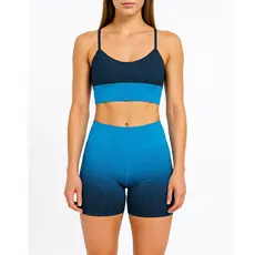 Conjunto Degradê Short Academia Fitness Legging Cintura Alta e Top c/ Bojo Feminino degrade Bermuda