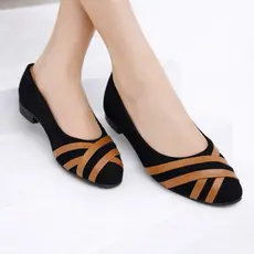 Sapatilha sapato feminino trançada bico fino moda jeans caramelo preto macia casual dia a dia Tiras