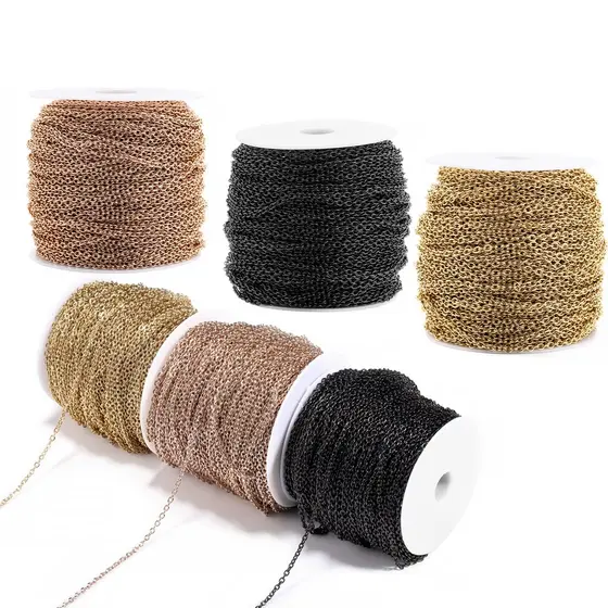 Corrente De Aço Inoxidável 18k Não Desbota , 1.2 2 mm . 2m/Lote Para Fazer Joias , Pulseira , Colar , DIY