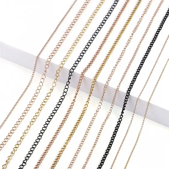 Corrente De Aço Inoxidável 18k Não Desbota , metal 1.2 2mm . 2m/Lote Para Fazer Joias , Bracelete , Colar , DIY