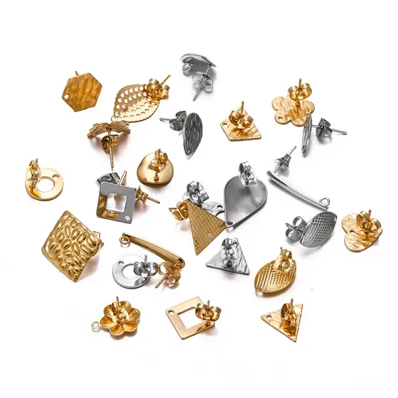Brincos St. kunkka 10Pcs Brincos de aço inoxidável Brincos de coração Flor e Borboleta Cinco pontas em forma de estrela Pode ser usados para brincos de bricolage